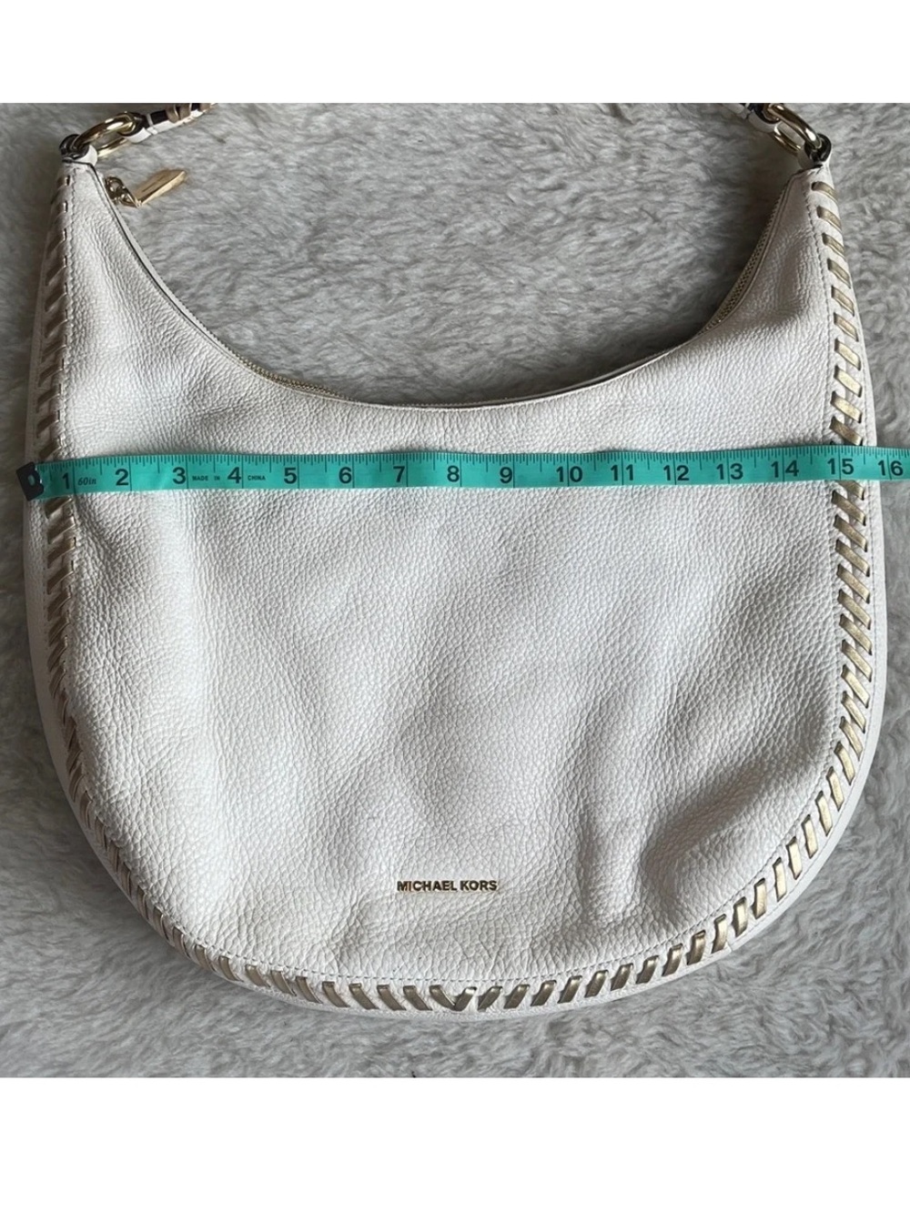 Michael Kors Cream Hobo Bag with Gold Accents - Picture 13 of 14